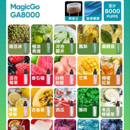 RELX GA8000 一次性電子煙｜8000口真一次性｜20款原廠口味 真一次性｜完全不用充電｜20款口味可選 煙霧森林